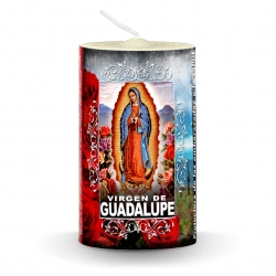 Vela con estampa Virgen de Guadalupe