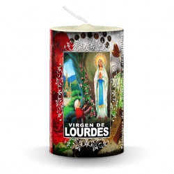 Vela con estampa Virgen de Lourdes